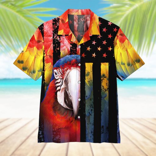 Gearhumans 3D Parrot American Flag Hawaii Shirt
