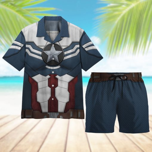 Gearhumans 3D Sam Wilson Captain America Custom Beach Short