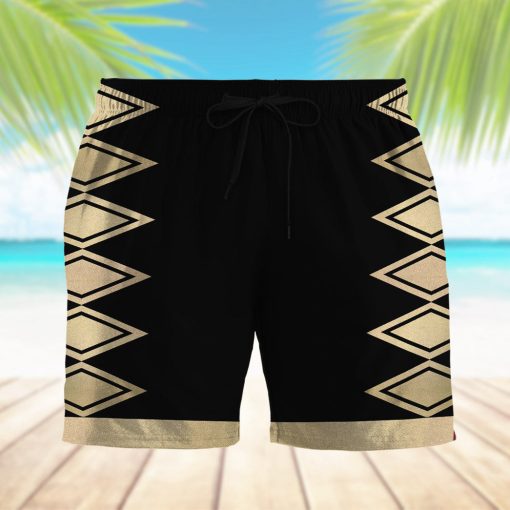 Gearhumans 3D Power Ranger Black Dino Thunder Shorts