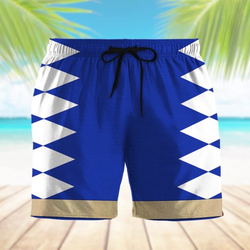 Gearhumans 3D Power Ranger Blue Dino Thunder Shorts