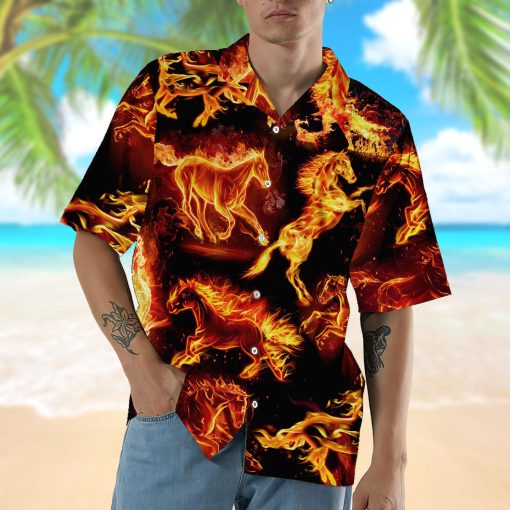 Gearhumans 3D Fire Horse Hawaii Shirt - Image 8