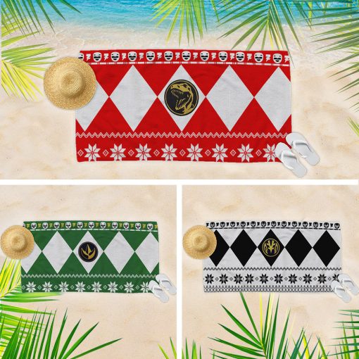 Gearhumans 3D Red Power Ranger Hawaii Beach Towel - Image 2