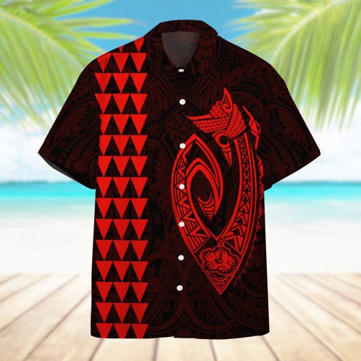 Gearhumans 3D Red Fish Hook Hawaii Shirt