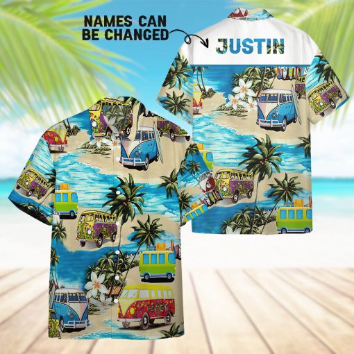 Gearhumans 3D Summer Bus Custom Name Hawaii Shirt