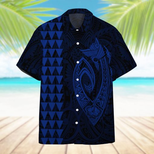 Gearhumans 3D Blue Fish Hook Hawaii Shirt