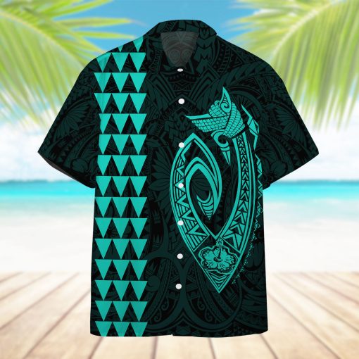 Gearhumans 3D Turquoise Fish Hook Hawaii Shirt
