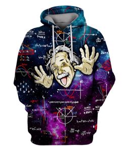 Albert Einstein Thinking OuterSpace Custom T-shirt - Hoodies Apparel HD-GH110396 3D Custom Fleece Hoodies Hoodie S