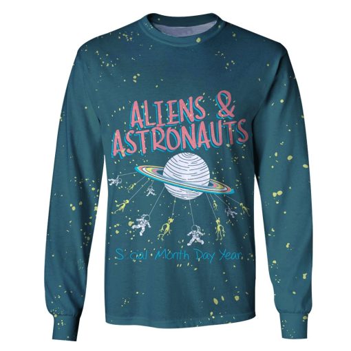 Aliens And Astronauts OuterSpace Custom T-shirt - Hoodies Apparel HD-GH110388 3D Custom Fleece Hoodies Long Sleeve S