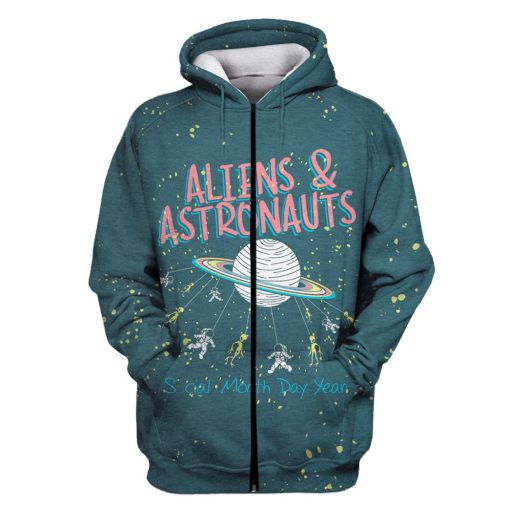 Aliens And Astronauts OuterSpace Custom T-shirt - Hoodies Apparel HD-GH110388 3D Custom Fleece Hoodies Zip Hoodie S