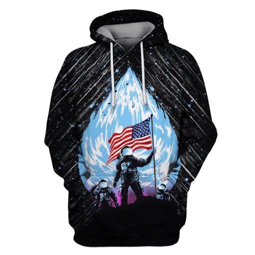 Gearhumans American Astronaut OuterSpace Custom T-shirt - Hoodies Apparel 1 American Astronaut OuterSpace Custom T-shirt - Hoodies Apparel GH110296 3D Custom Fleece Hoodies Hoodie S