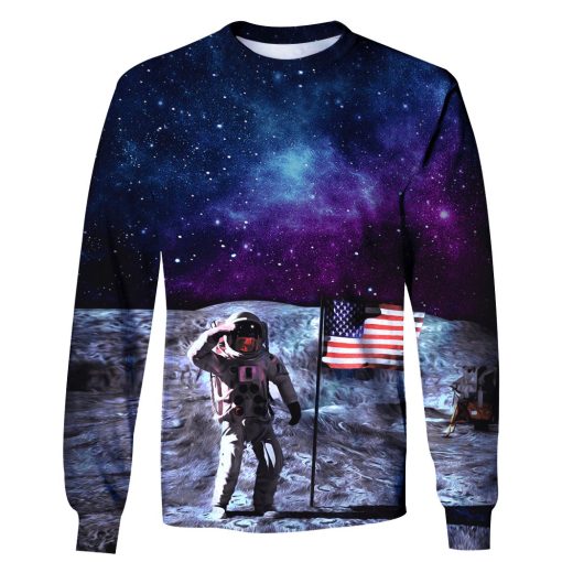 Gearhumans American Astronaut OuterSpace Custom T-shirt - Hoodies Apparel 2 American Astronaut OuterSpace Custom T-shirt - Hoodies Apparel HD-GH110394 3D Custom Fleece Hoodies Long Sleeve S