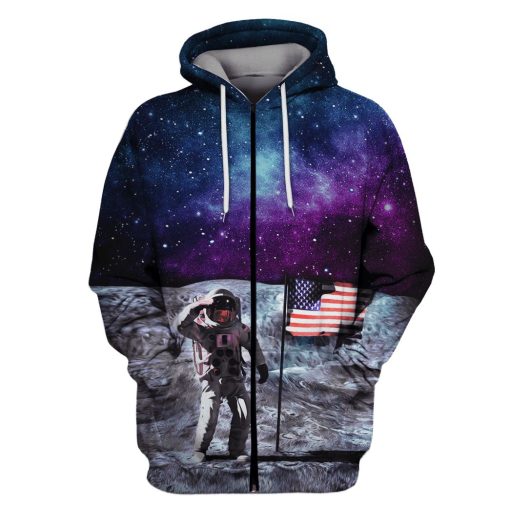 Gearhumans American Astronaut OuterSpace Custom T-shirt - Hoodies Apparel 4 American Astronaut OuterSpace Custom T-shirt - Hoodies Apparel HD-GH110394 3D Custom Fleece Hoodies Zip Hoodie S