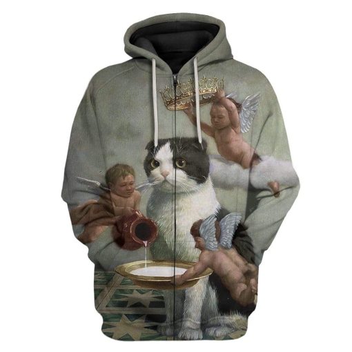 Angel Cat Custom T-Shirts Hoodies Apparel CT-AT1501202 3D Custom Fleece Hoodies Zip Hoodie S