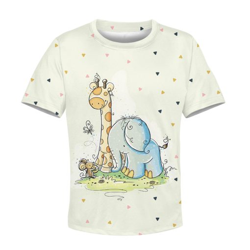 Animal In The Forest Custom Hoodies T-shirt Apparel HD-PET110279K kid 3D apparel Kid T-Shirt XS