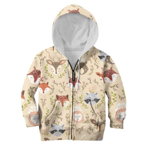 Animals In Spring Custom Hoodies T-shirt Apparel HD-PET110254K kid 3D apparel Kid Zip Hoodie S/6-8