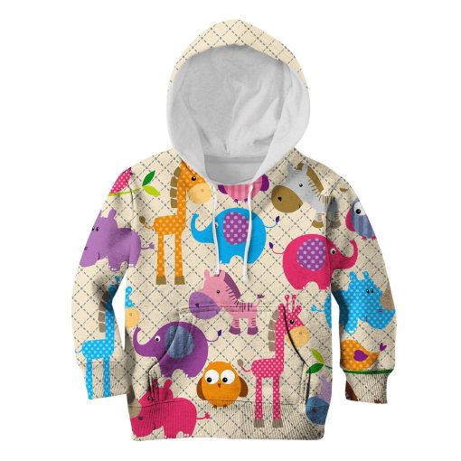Animals In The Zoo Custom Hoodies T-shirt Apparel HD-PET110285K kid 3D apparel Kid Hoodie S/6-8