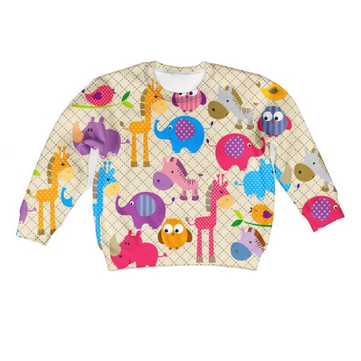 Animals In The Zoo Custom Hoodies T-shirt Apparel HD-PET110285K kid 3D apparel Kid Sweatshirt S/6-8