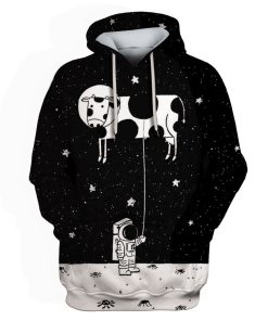 Astronaut And Cow Kite In Galaxy Custom T-shirt - Hoodies Apparel HD-GH110475 3D Custom Fleece Hoodies Hoodie S 