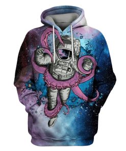 Astronaut and Monster OuterSpace Custom T-shirt - Hoodies Apparel GH110343 3D Custom Fleece Hoodies Hoodie S 