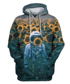 Astronaut And Sun Flowers Custom T-shirt - Hoodies Apparel HD-GH110553 3D Custom Fleece Hoodies Hoodie S 