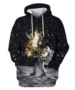 Astronaut Bringing Flowers To The Moon Custom T-shirt - Hoodies Apparel GH110281 3D Custom Fleece Hoodies Hoodie S