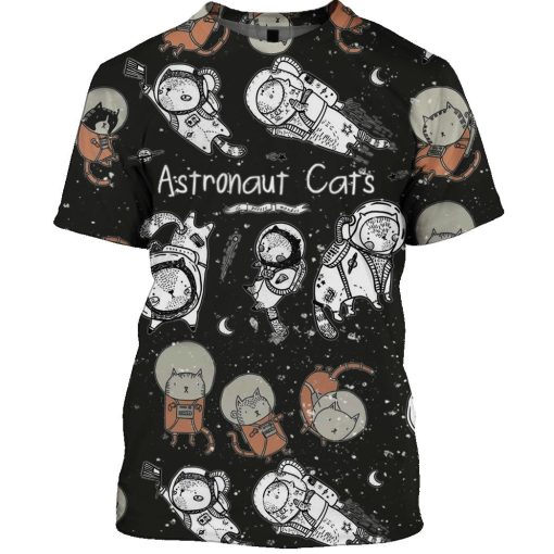 Astronaut Cat OuterSpace Custom T-shirt - Hoodies Apparel GH110403 3D Custom Fleece Hoodies T-Shirt S