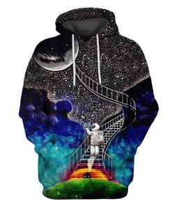 Astronaut Climbing The Ladder To The Moon Custom T-shirt - Hoodies Apparel GH110367 3D Custom Fleece Hoodies Hoodie S 