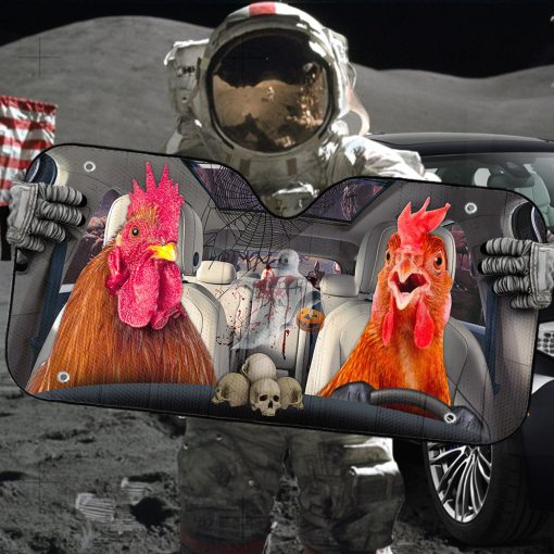 Gearhumans 3D Halloween Chicken Rooster Custom Car Auto Sunshade - Image 4