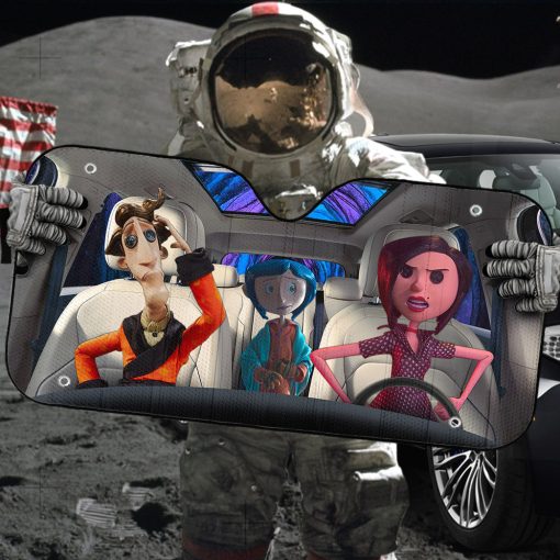 Gearhumans 3D Coraline Button Eyed Family Custom Car Auto Sunshade - Image 5