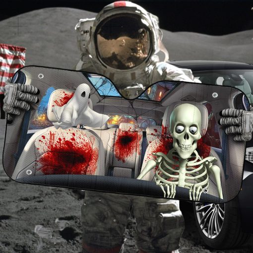 Gearhumans 3D Halloween Skeleton Blood Custom Car Auto Sunshade 5 Gearhumans 3D Halloween Skeleton Blood Custom Car Auto Sunshade - Image 5