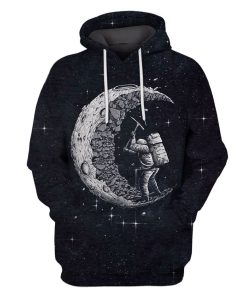 Astronaut Digging The Moon Custom T-shirt - Hoodies Apparel HD-GH110334 3D Custom Fleece Hoodies Hoodie S 