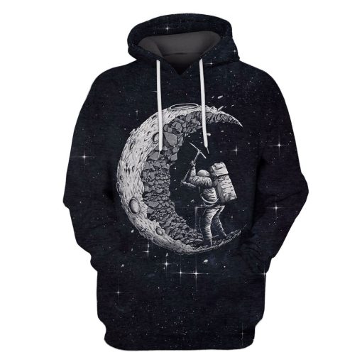 Astronaut Digging The Moon Custom T-shirt - Hoodies Apparel HD-GH110334 3D Custom Fleece Hoodies Hoodie S