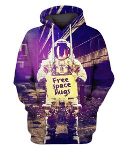Astronaut Free Space Huge Custom T-shirt - Hoodies Apparel GH110355 3D Custom Fleece Hoodies Hoodie S