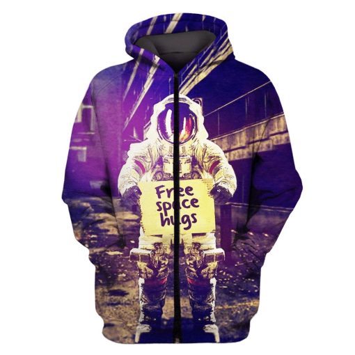 Astronaut Free Space Huge Custom T-shirt - Hoodies Apparel GH110355 3D Custom Fleece Hoodies Zip Hoodie S