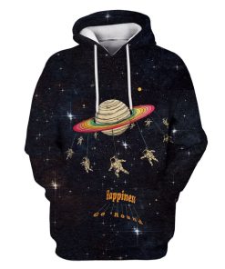 Astronaut Happiness Go Around Outerspace Custom T-shirt - Hoodies Apparel GH110302 3D Custom Fleece Hoodies Hoodie S 