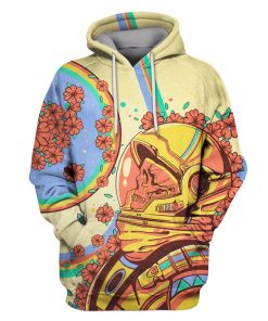 Astronaut in flower background Custom T-shirt - Hoodies Apparel HD-GH110350 3D Custom Fleece Hoodies Hoodie S