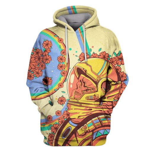 Astronaut in flower background Custom T-shirt - Hoodies Apparel HD-GH110350 3D Custom Fleece Hoodies Hoodie S
