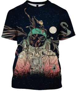 Astronaut in the space with moon Custom T-shirt - Hoodies Apparel GH110342 3D Custom Fleece Hoodies 