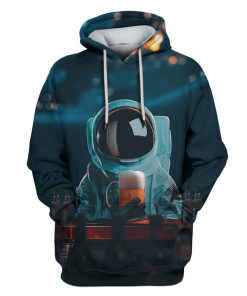 Astronaut is drinking beer Custom T-shirt - Hoodies Apparel HD-GH110552 3D Custom Fleece Hoodies Hoodie S