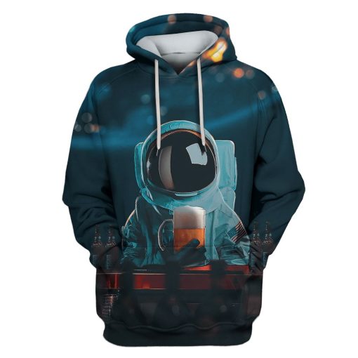 Astronaut is drinking beer Custom T-shirt - Hoodies Apparel HD-GH110552 3D Custom Fleece Hoodies Hoodie S