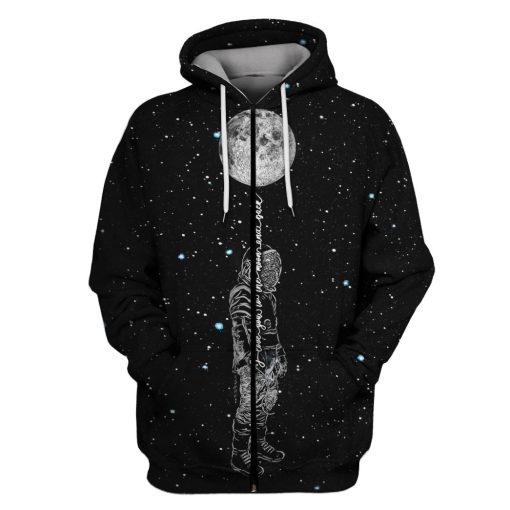 Astronaut Love you to the moon and back Custom T-shirt - Hoodies Apparel HD-GH110393 3D Custom Fleece Hoodies Zip Hoodie S