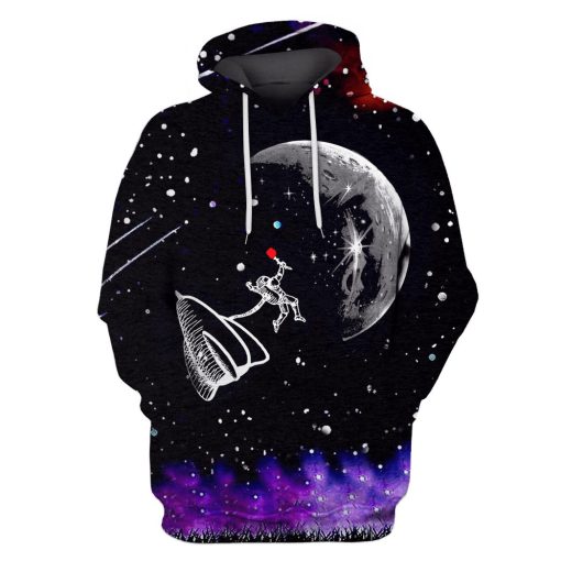 Astronaut Moving on the Moon Custom T-shirt - Hoodies Apparel GH110283 3D Custom Fleece Hoodies Hoodie S