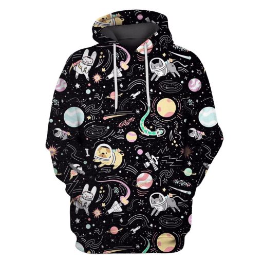 Gearhumans Astronaut Pets OuterSpace Custom T-shirt - Hoodies Apparel 1 Astronaut Pets OuterSpace Custom T-shirt - Hoodies Apparel GH110311 3D Custom Fleece Hoodies Hoodie S