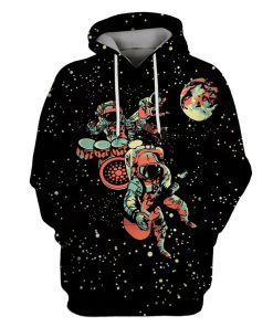 Astronaut Playing Musical Instruments OuterSpace Custom T-shirt - Hoodies Apparel GH110340 3D Custom Fleece Hoodies Hoodie S 
