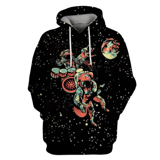Gearhumans Astronaut Playing Musical Instruments OuterSpace Custom T-shirt - Hoodies Apparel 1 Astronaut Playing Musical Instruments OuterSpace Custom T-shirt - Hoodies Apparel GH110340 3D Custom Fleece Hoodies Hoodie S