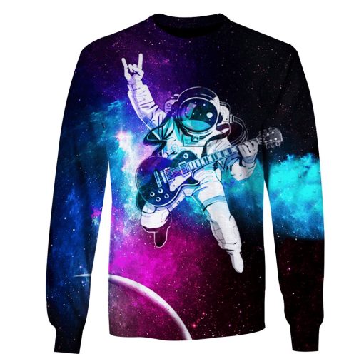 Astronaut plays guitar in the space Custom T-shirt - Hoodies Apparel GH110338 3D Custom Fleece Hoodies Long Sleeve S