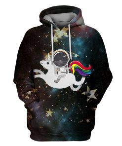 Astronaut Riding Unicorn OuterSpace Custom T-shirt - Hoodies Apparel GH110383 3D Custom Fleece Hoodies Hoodie S 