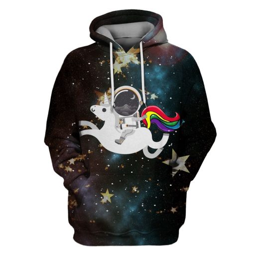 Gearhumans Astronaut Riding Unicorn OuterSpace Custom T-shirt - Hoodies Apparel 1 Astronaut Riding Unicorn OuterSpace Custom T-shirt - Hoodies Apparel GH110383 3D Custom Fleece Hoodies Hoodie S