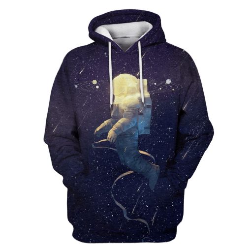 Astronaut Rotating around Planet Custom T-shirt - Hoodies Apparel GH110331 3D Custom Fleece Hoodies Hoodie S