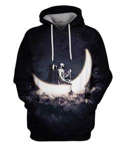 Astronaut Rowing A Moon Boat In Space Custom T-shirt - Hoodies Apparel GH110336 3D Custom Fleece Hoodies Hoodie S 